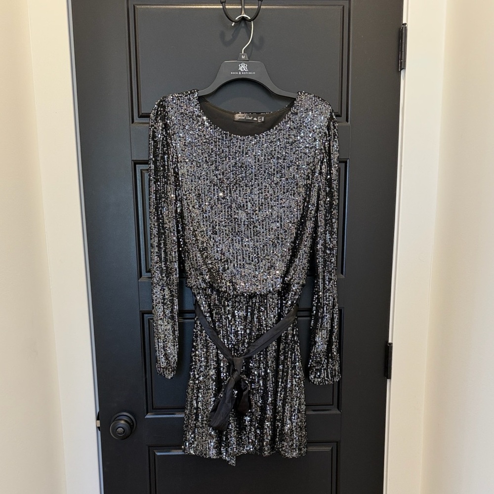 Crystal Doll Black and Silver Sequin Dress
